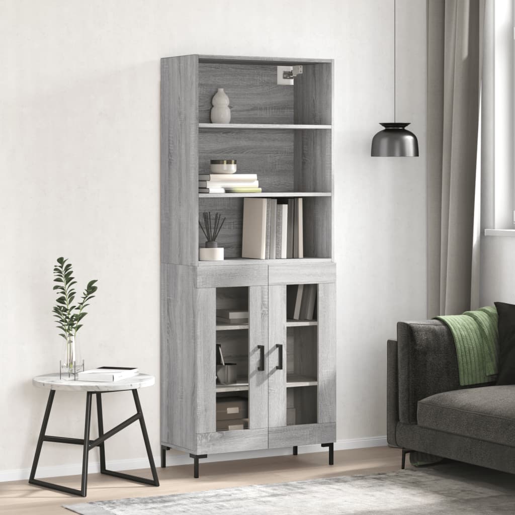 vidaXL Highboard Grey Sonoma 69.5x34x180 cm Engineered Wood