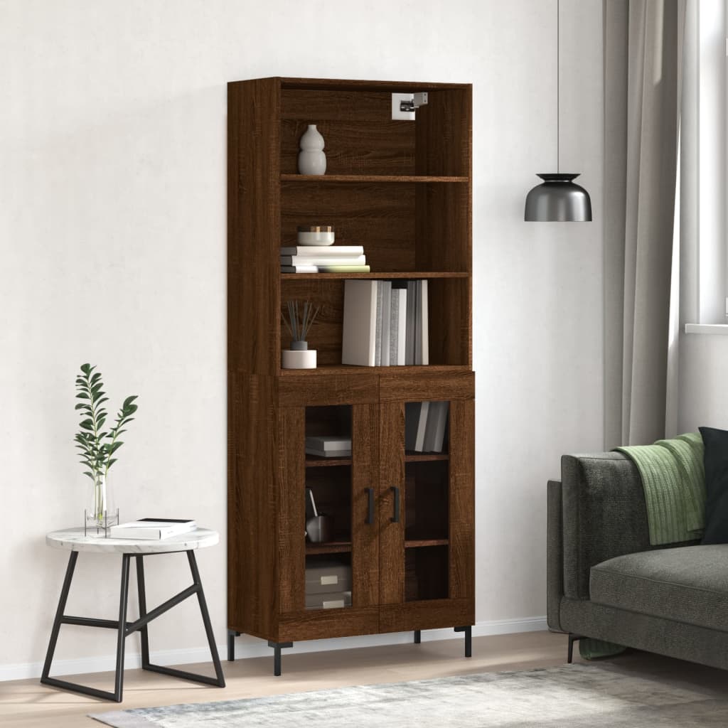 vidaXL Highboard Brown Oak 69.5x34x180 cm Engineered Wood