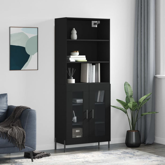 vidaXL Highboard Black 69.5x34x180 cm Engineered Wood