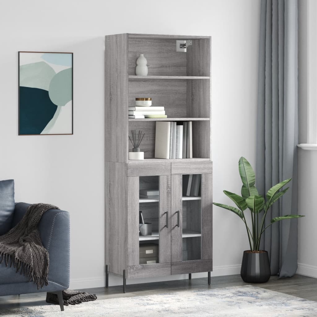 vidaXL Highboard Grey Sonoma 69.5x34x180 cm Engineered Wood