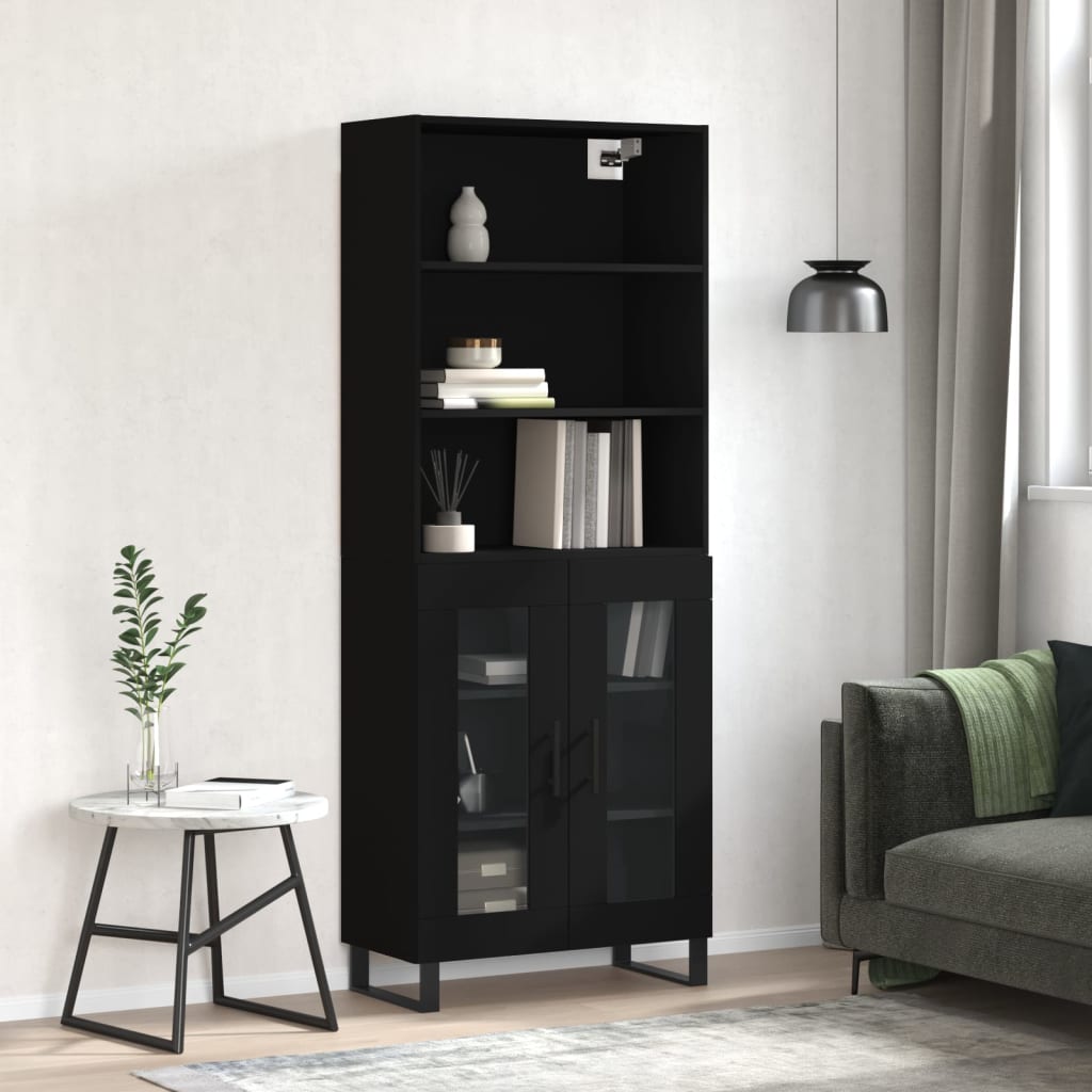 vidaXL Highboard Black 69.5x34x180 cm Engineered Wood