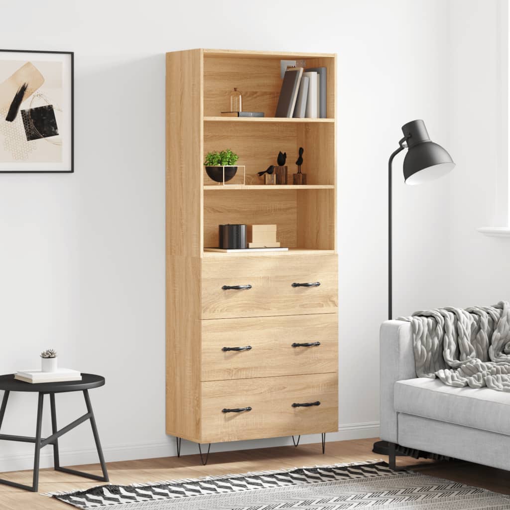 vidaXL Highboard Sonoma Oak 69.5x34x180 cm Engineered Wood