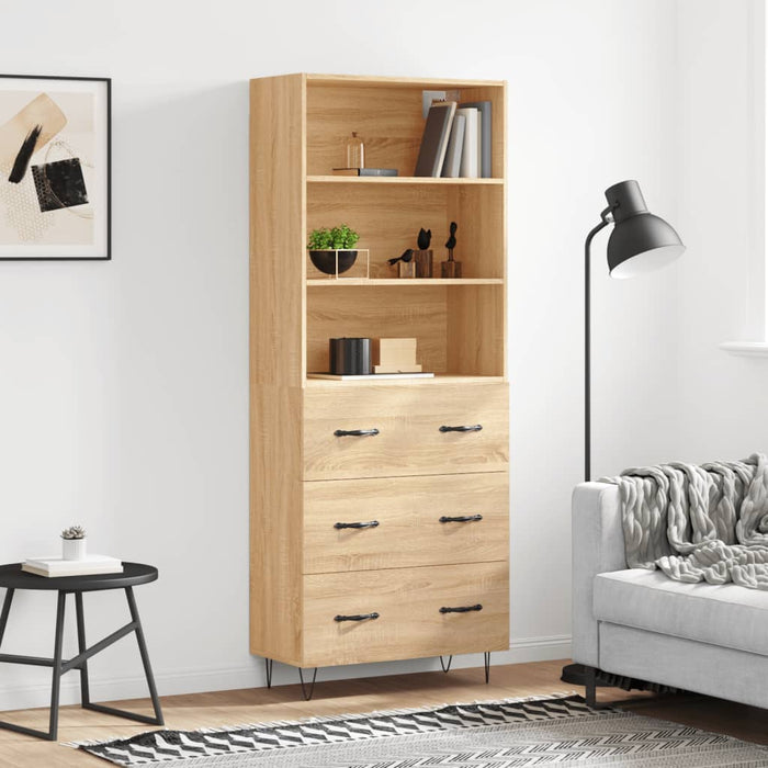 vidaXL Highboard Sonoma Oak 69.5x34x180 cm Engineered Wood