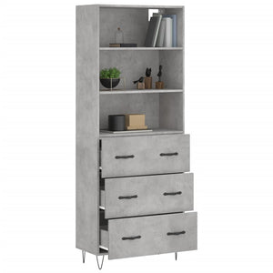 vidaXL Highboard Concrete Grey 69.5x34x180 cm Engineered Wood