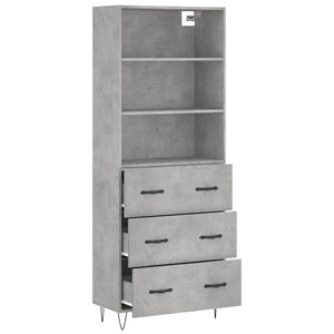 vidaXL Highboard Concrete Grey 69.5x34x180 cm Engineered Wood