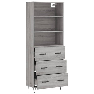 vidaXL Highboard Grey Sonoma 69.5x34x180 cm Engineered Wood