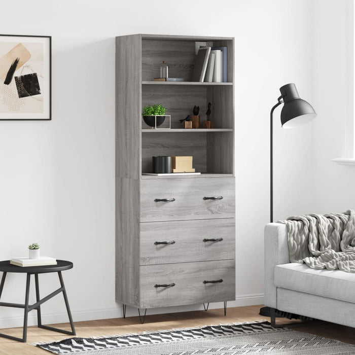 vidaXL Highboard Grey Sonoma 69.5x34x180 cm Engineered Wood