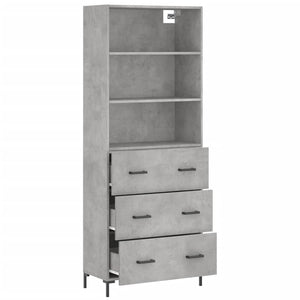 vidaXL Highboard Concrete Grey 69.5x34x180 cm Engineered Wood