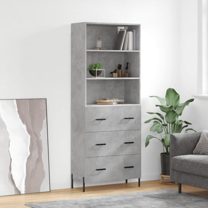 vidaXL Highboard Concrete Grey 69.5x34x180 cm Engineered Wood