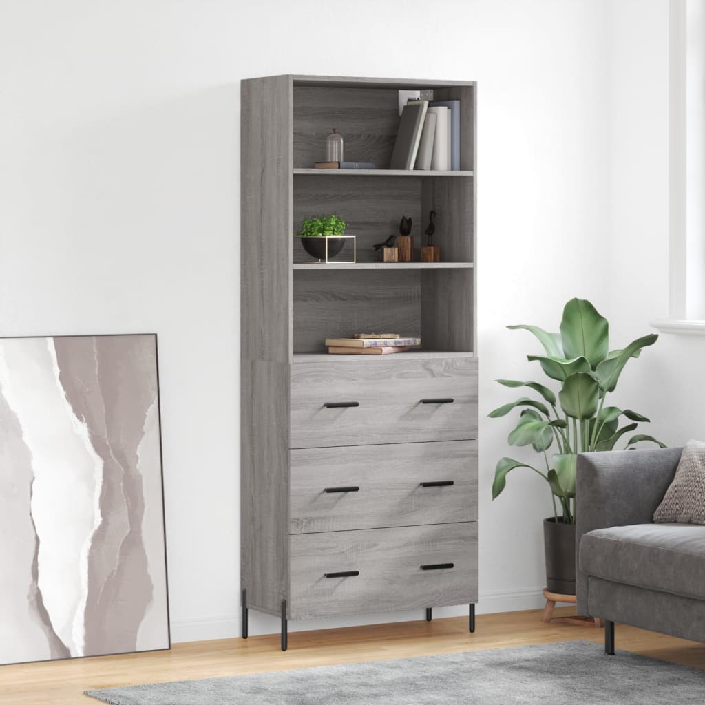 vidaXL Highboard Grey Sonoma 69.5x34x180 cm Engineered Wood