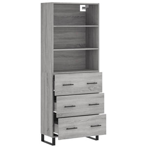 vidaXL Highboard Grey Sonoma 69.5x34x180 cm Engineered Wood