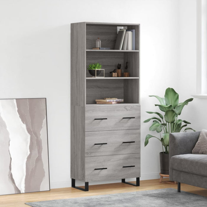 vidaXL Highboard Grey Sonoma 69.5x34x180 cm Engineered Wood