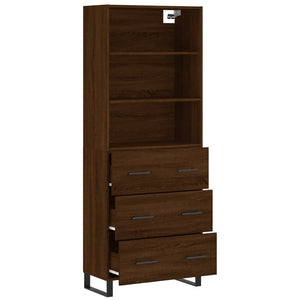 vidaXL Highboard Brown Oak 69.5x34x180 cm Engineered Wood