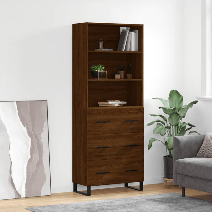 vidaXL Highboard Brown Oak 69.5x34x180 cm Engineered Wood