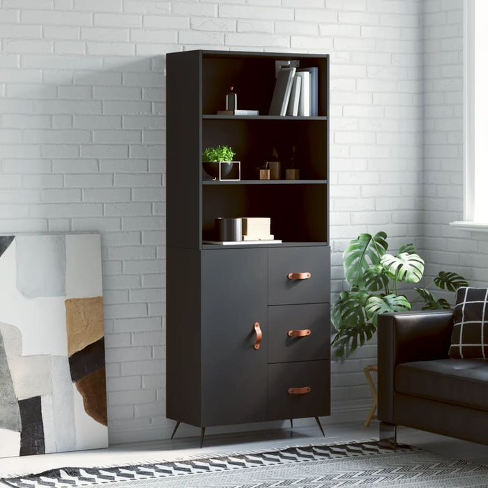 vidaXL Highboard Black 69.5x34x180 cm Engineered Wood