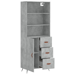 vidaXL Highboard Concrete Grey 69.5x34x180 cm Engineered Wood