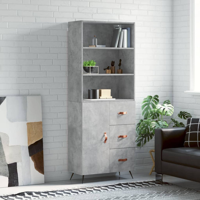 vidaXL Highboard Concrete Grey 69.5x34x180 cm Engineered Wood