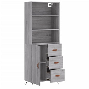 vidaXL Highboard Grey Sonoma 69.5x34x180 cm Engineered Wood