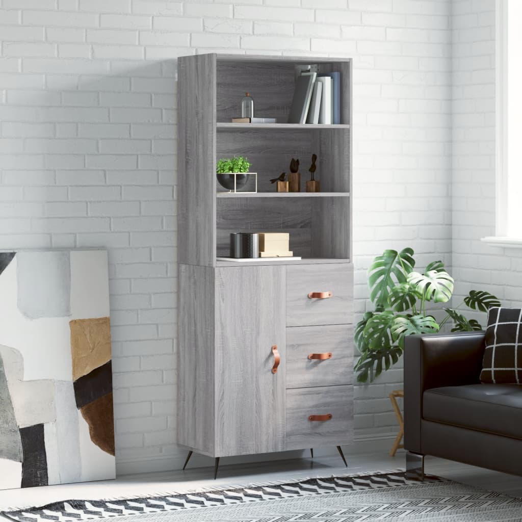 vidaXL Highboard Grey Sonoma 69.5x34x180 cm Engineered Wood