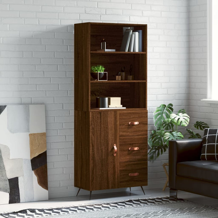 vidaXL Highboard Brown Oak 69.5x34x180 cm Engineered Wood