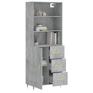 vidaXL Highboard Concrete Grey 69.5x34x180 cm Engineered Wood