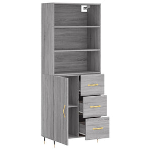 vidaXL Highboard Grey Sonoma 69.5x34x180 cm Engineered Wood