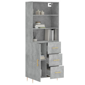 vidaXL Highboard Concrete Grey 69.5x34x180 cm Engineered Wood