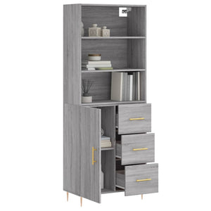 vidaXL Highboard Grey Sonoma 69.5x34x180 cm Engineered Wood