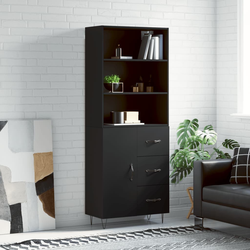 vidaXL Highboard Black 69.5x34x180 cm Engineered Wood