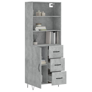 vidaXL Highboard Concrete Grey 69.5x34x180 cm Engineered Wood