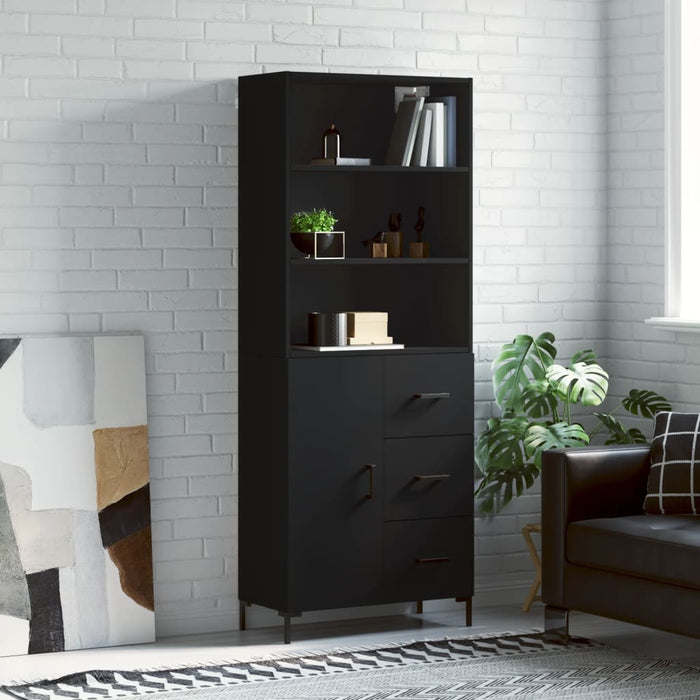 vidaXL Highboard Black 69.5x34x180 cm Engineered Wood