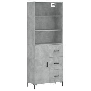 vidaXL Highboard Concrete Grey 69.5x34x180 cm Engineered Wood