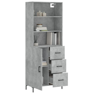 vidaXL Highboard Concrete Grey 69.5x34x180 cm Engineered Wood