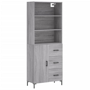 vidaXL Highboard Grey Sonoma 69.5x34x180 cm Engineered Wood