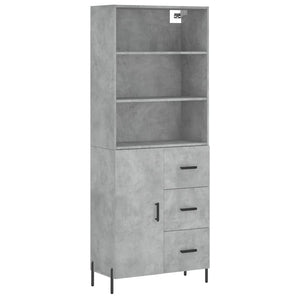 vidaXL Highboard Concrete Grey 69.5x34x180 cm Engineered Wood