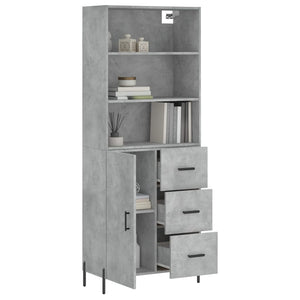 vidaXL Highboard Concrete Grey 69.5x34x180 cm Engineered Wood