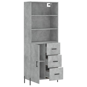 vidaXL Highboard Concrete Grey 69.5x34x180 cm Engineered Wood