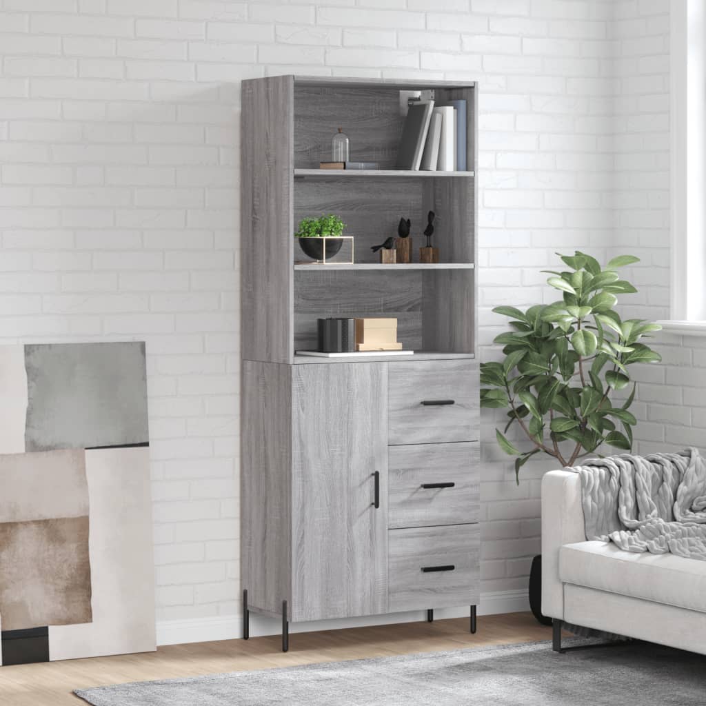 vidaXL Highboard Grey Sonoma 69.5x34x180 cm Engineered Wood