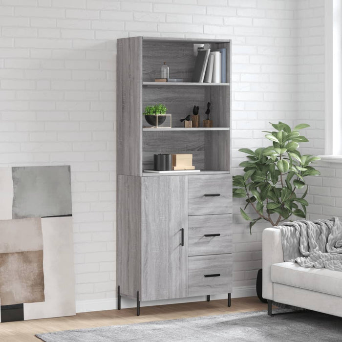 vidaXL Highboard Grey Sonoma 69.5x34x180 cm Engineered Wood