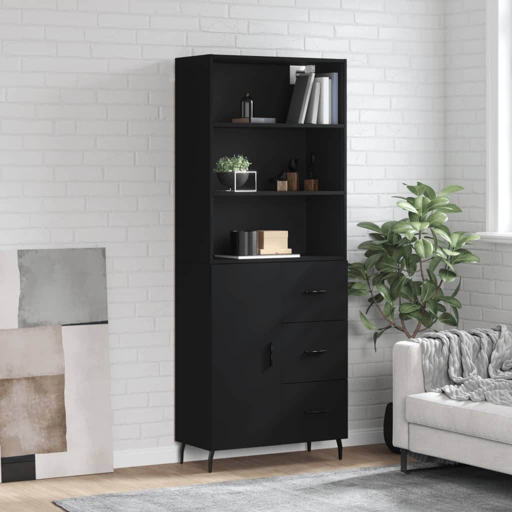 vidaXL Highboard Black 69.5x34x180 cm Engineered Wood