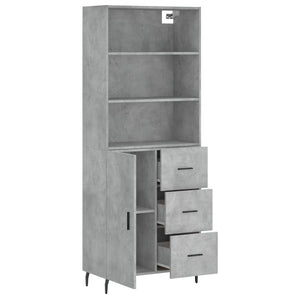 vidaXL Highboard Concrete Grey 69.5x34x180 cm Engineered Wood