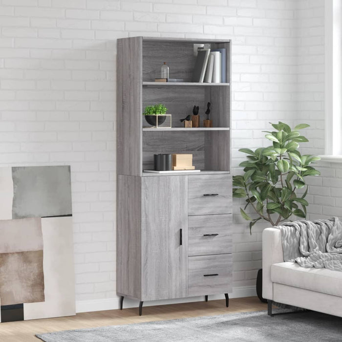 vidaXL Highboard Grey Sonoma 69.5x34x180 cm Engineered Wood