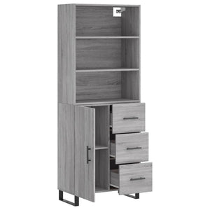 vidaXL Highboard Grey Sonoma 69.5x34x180 cm Engineered Wood