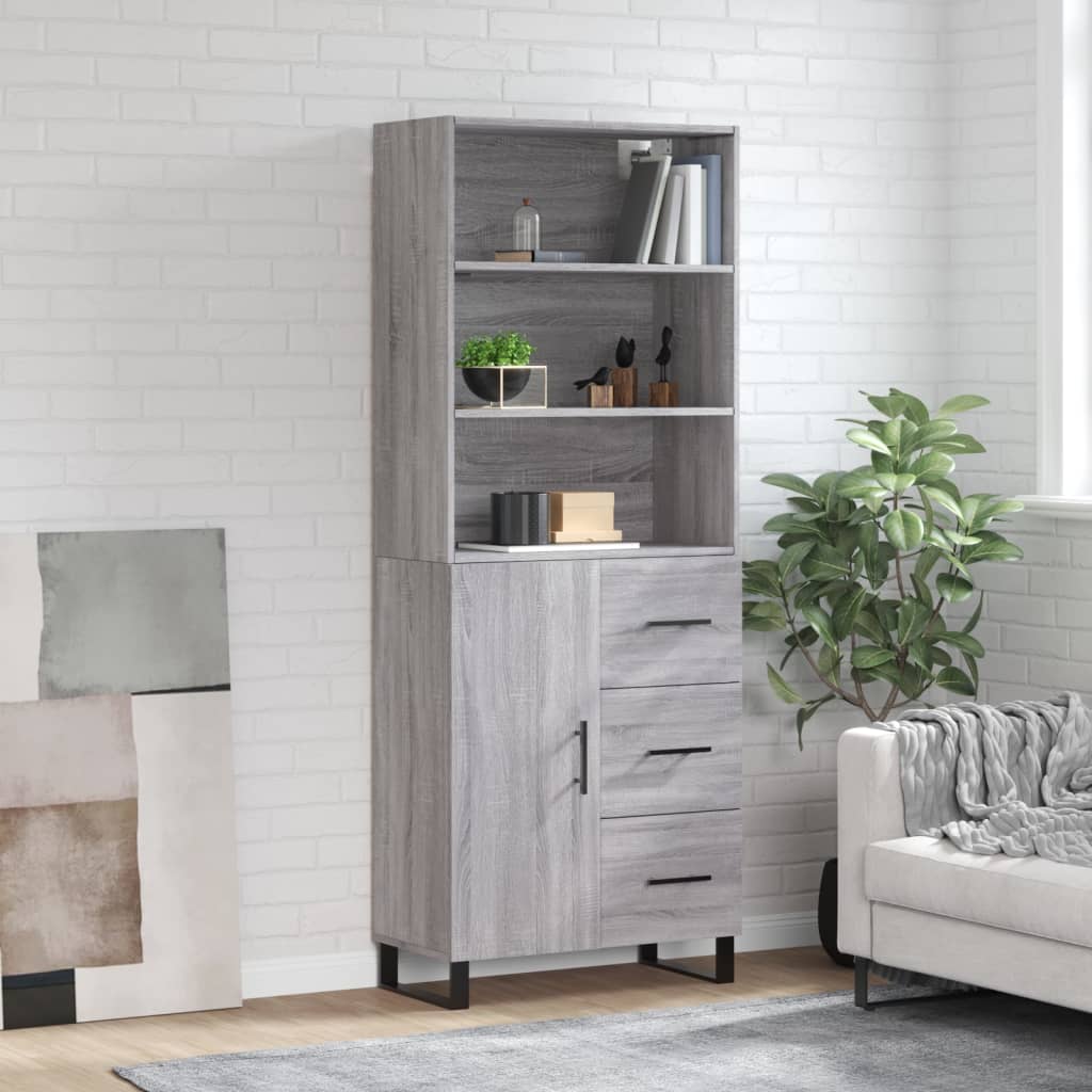 vidaXL Highboard Grey Sonoma 69.5x34x180 cm Engineered Wood