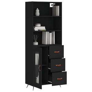 vidaXL Highboard Black 69.5x34x180 cm Engineered Wood