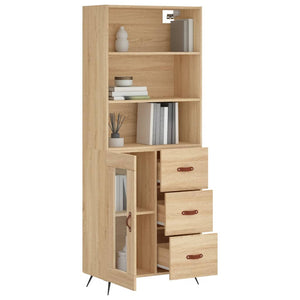 vidaXL Highboard Sonoma Oak 69.5x34x180 cm Engineered Wood