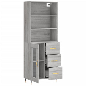 vidaXL Highboard Grey Sonoma 69.5x34x180 cm Engineered Wood