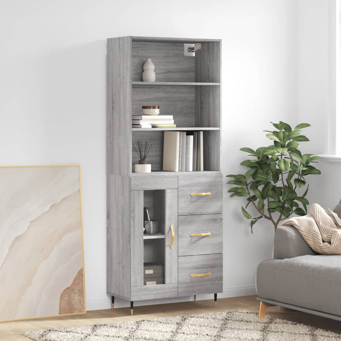 vidaXL Highboard Grey Sonoma 69.5x34x180 cm Engineered Wood