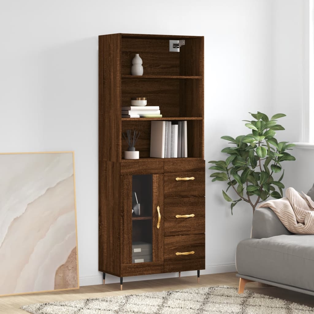 vidaXL Highboard Brown Oak 69.5x34x180 cm Engineered Wood