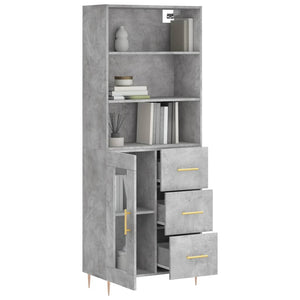 vidaXL Highboard Concrete Grey 69.5x34x180 cm Engineered Wood